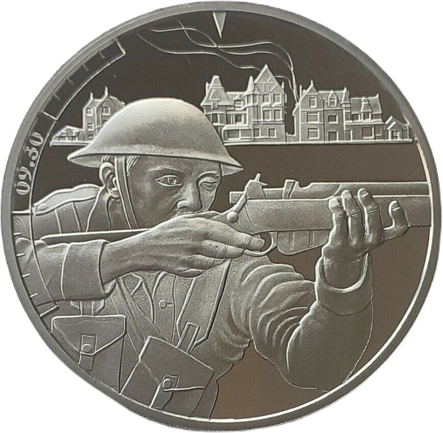 Guernsey 5 Pounds - Elizabeth II D-Day Landing 09.30 reverse