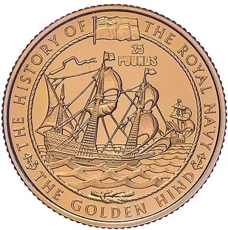 Guernsey 25 Pounds - Elizabeth II The Golden Hind