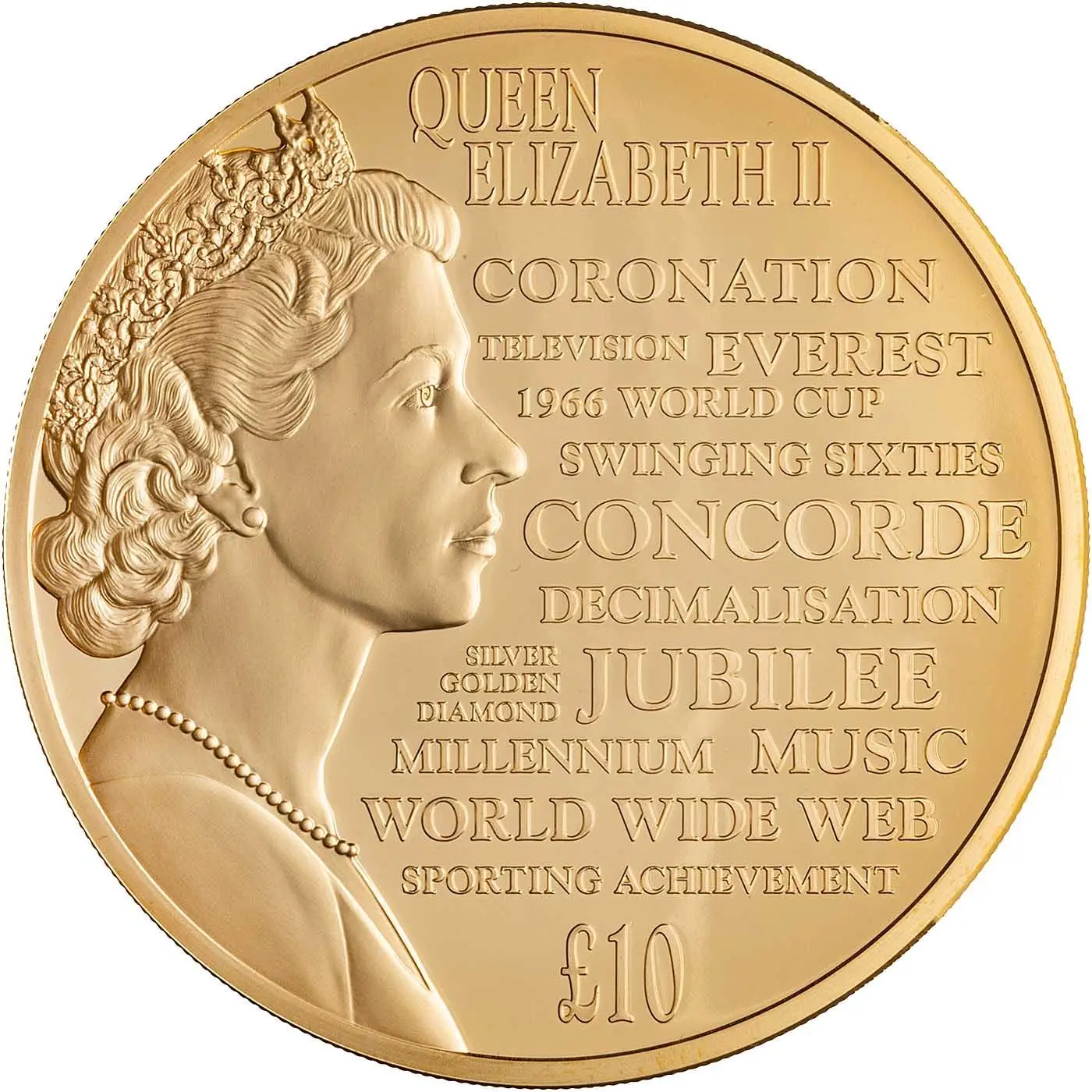 Guernsey 10 Pounds - Elizabeth II Reflections of a Reign; Gold Proof