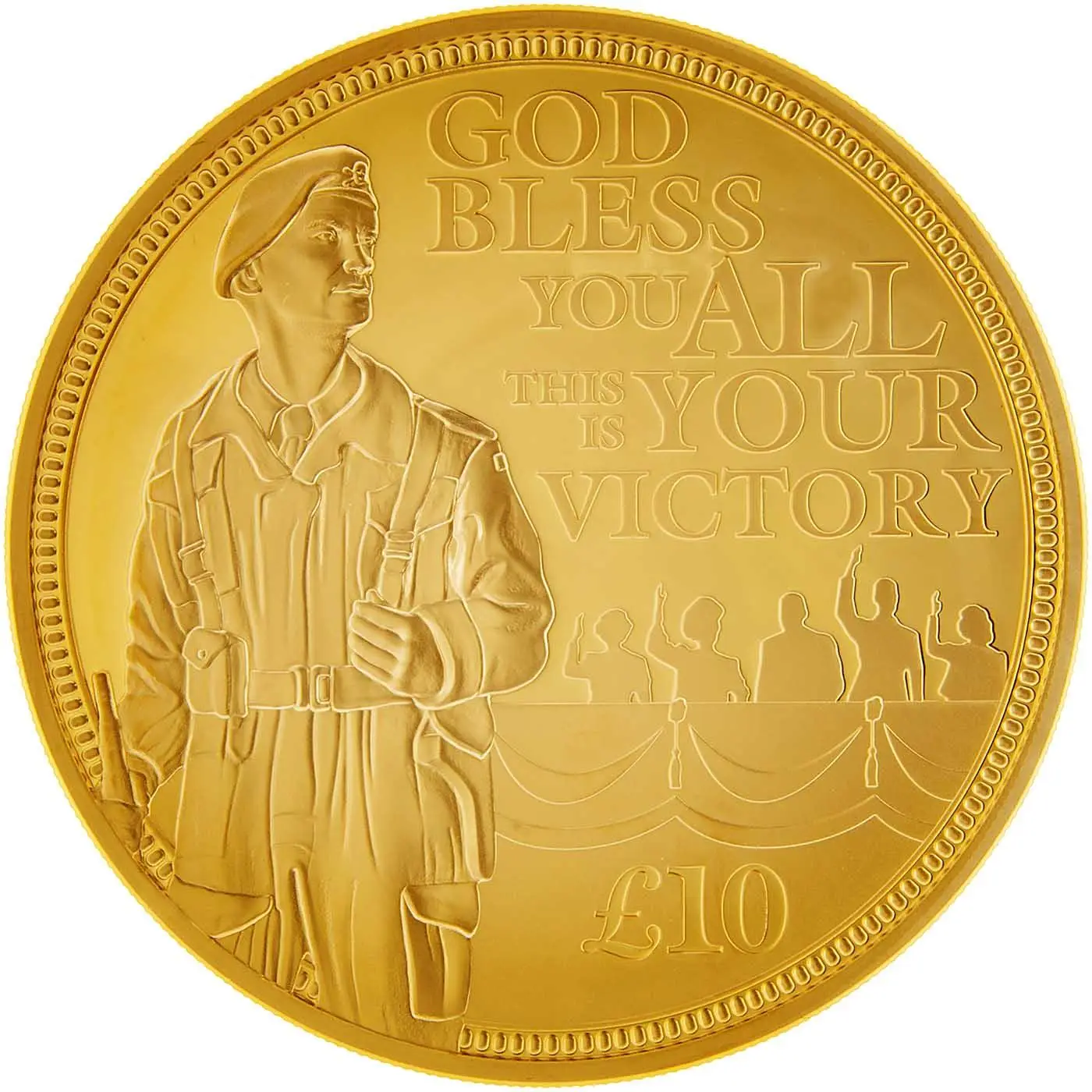 Guernsey 10 Pounds - Elizabeth II 75th Anniversary-V.E. Day; Gold Proof