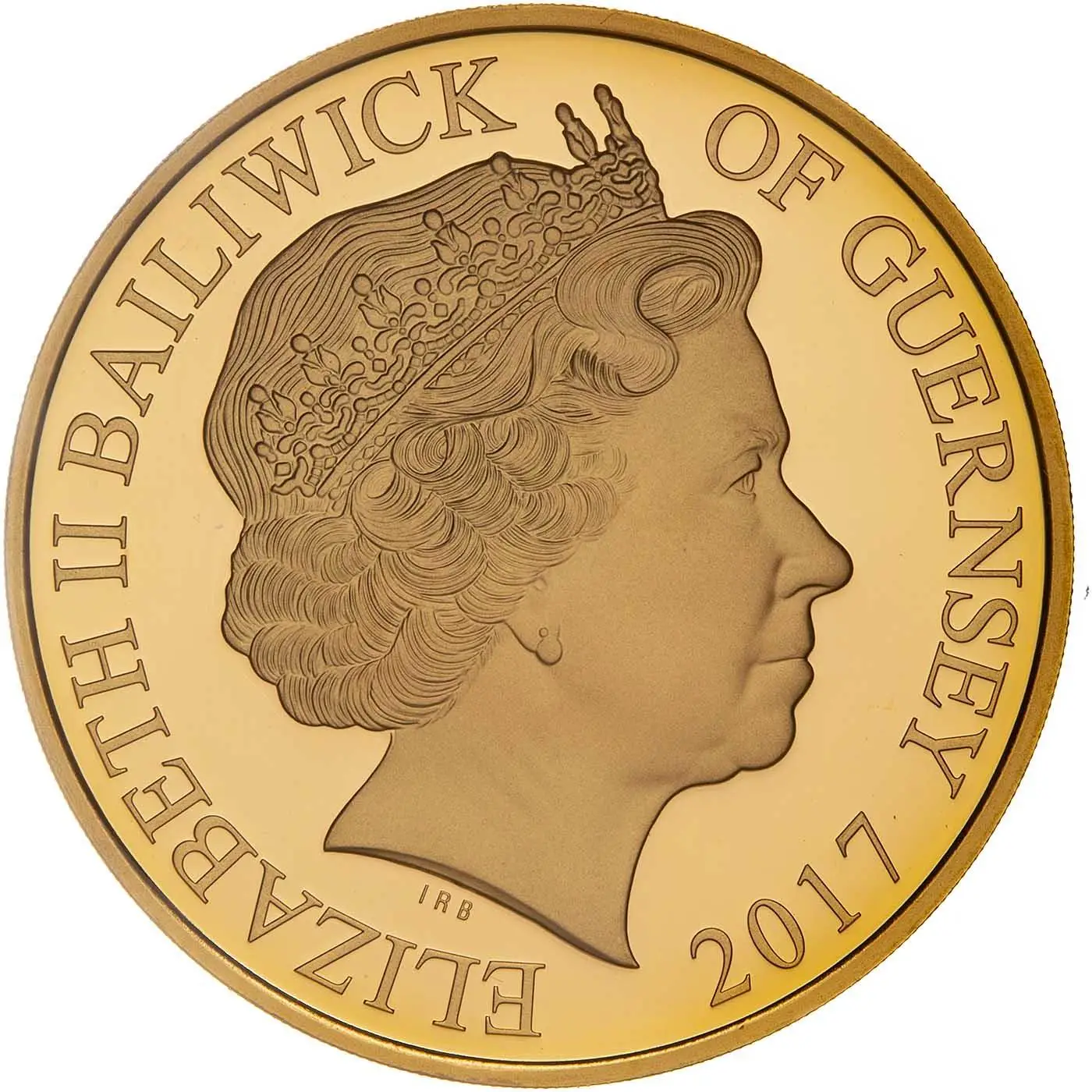 Guernsey 5 Pounds - Elizabeth II Sapphire Jubilee; Gold Proof obverse