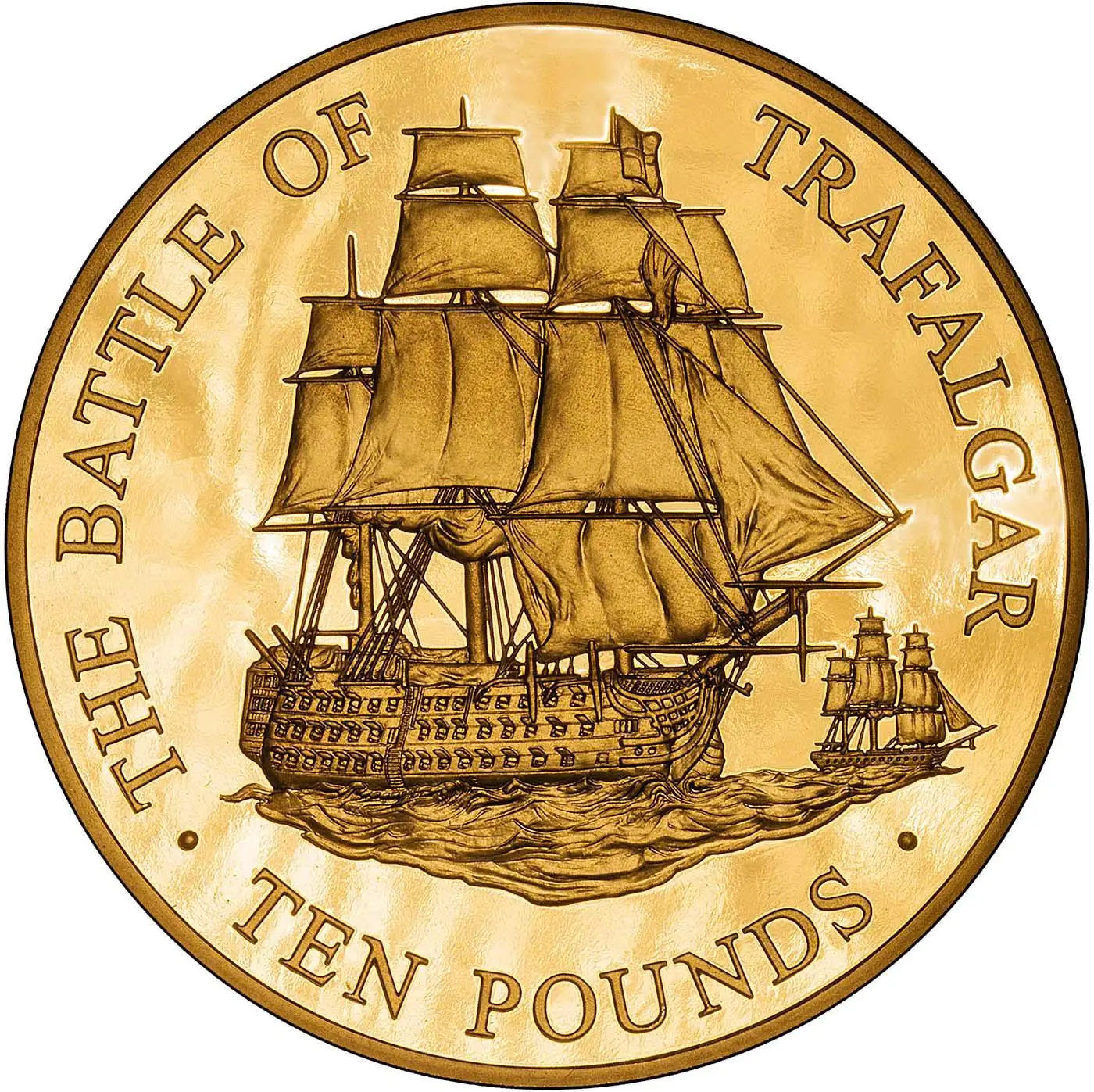 Guernsey 10 Pounds - Elizabeth II The Battle of Trafalgar; Gold Proof