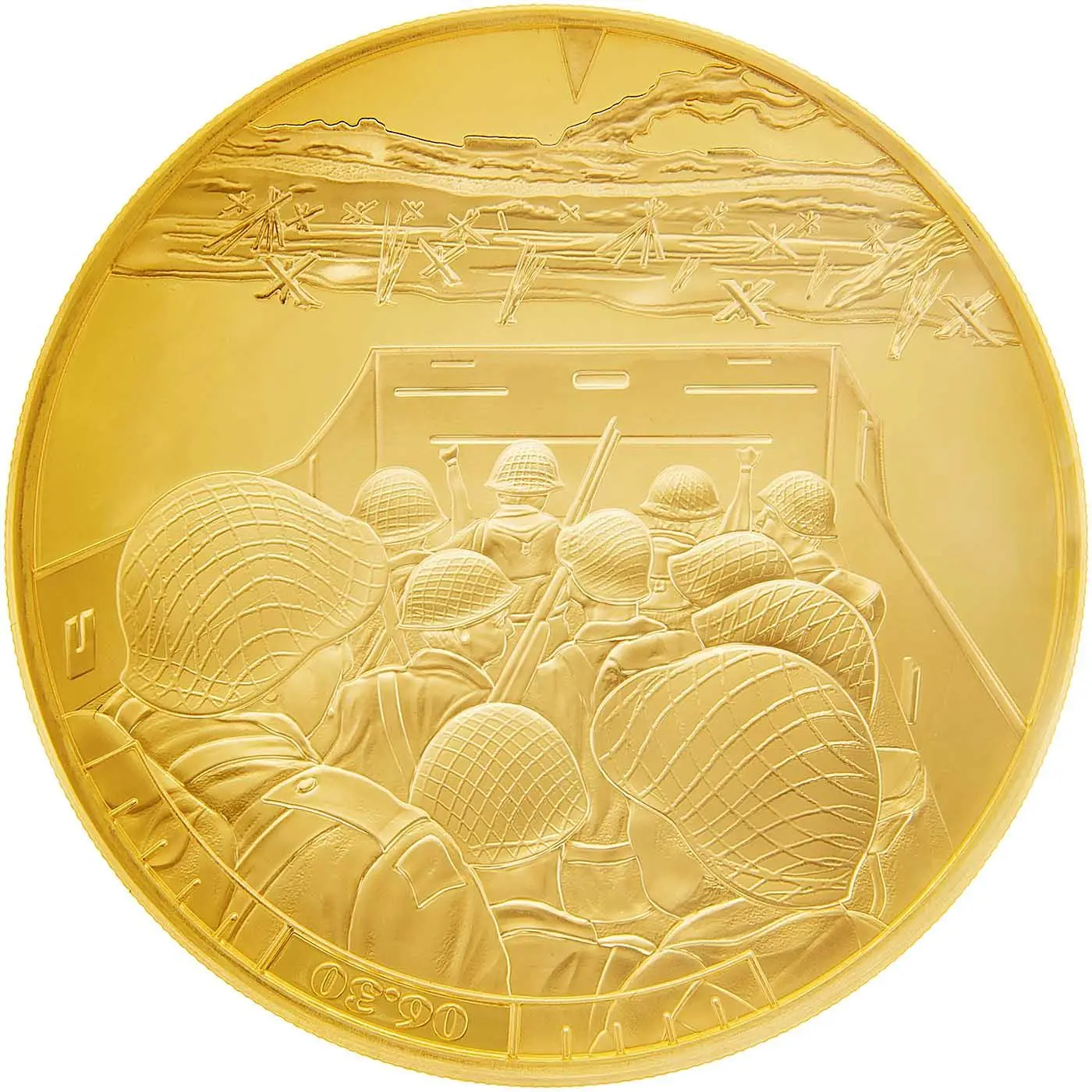 Guernsey 10 Pounds - Elizabeth II D-Day Landing 06.30; Gold Proof