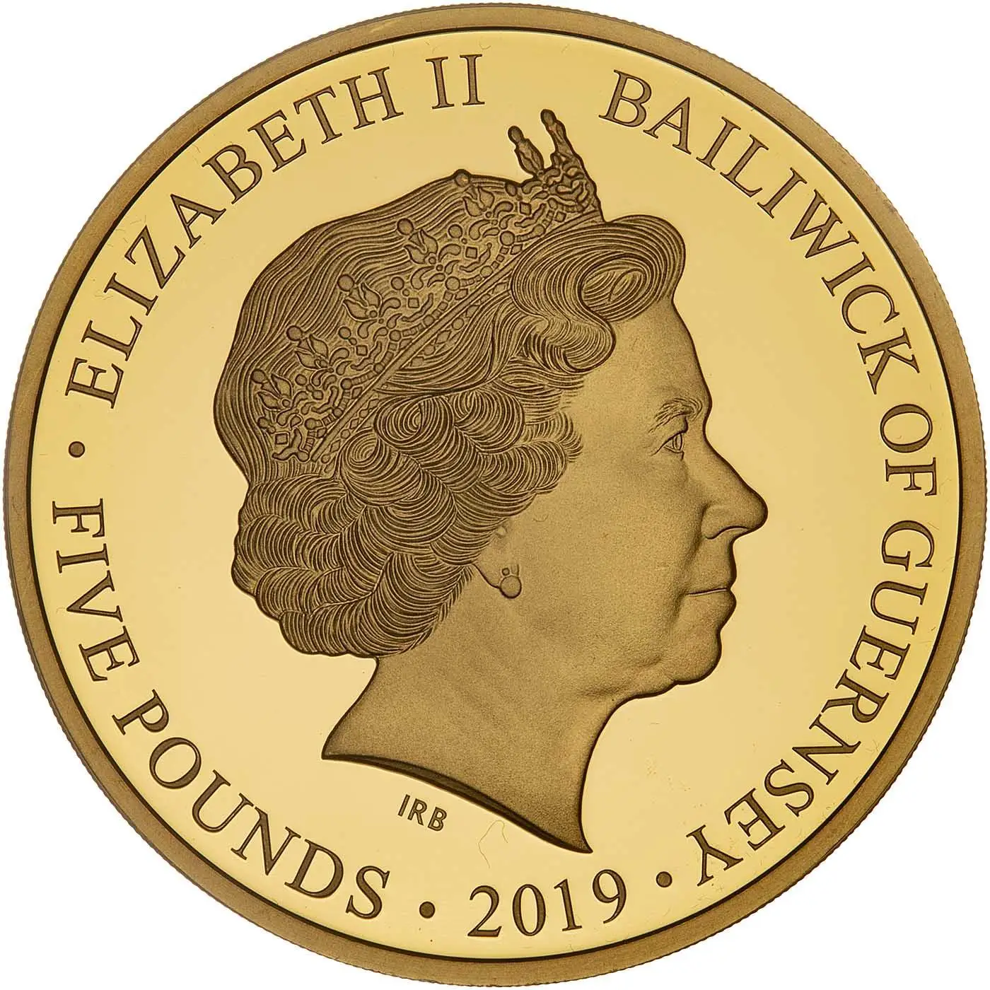 Guernsey 5 Pounds - Elizabeth II The 80th Anniversary of the King's Speech; Gold Proof obverse