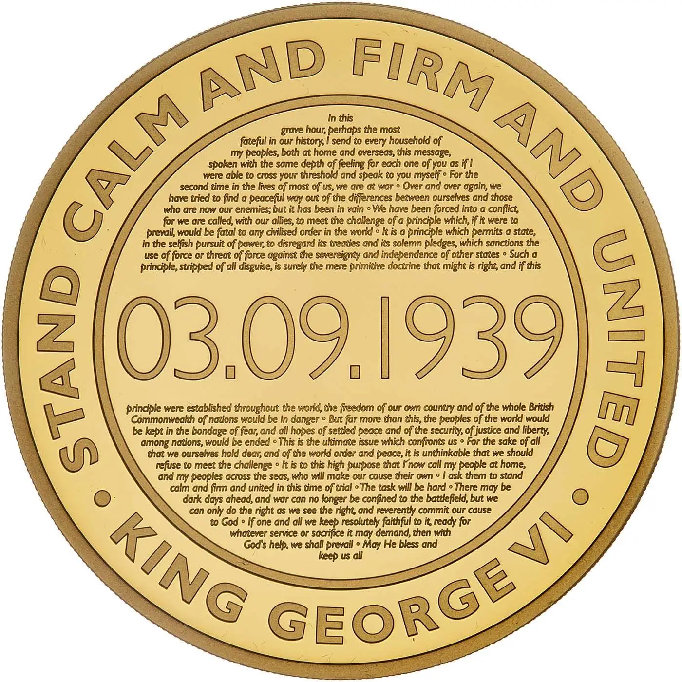 Guernsey 5 Pounds - Elizabeth II The 80th Anniversary of the King's Speech; Gold Proof reverse