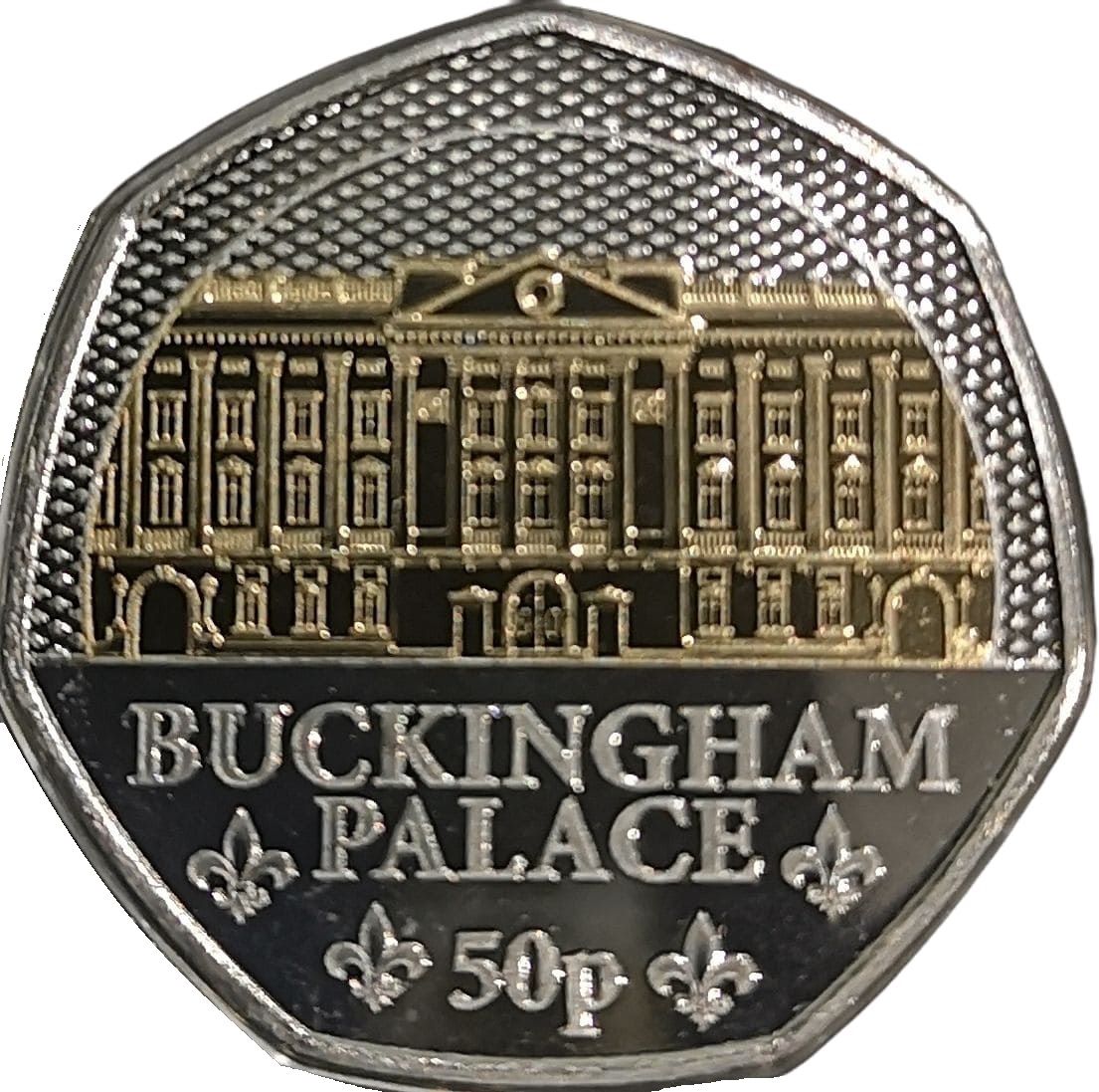 Jersey 50 Pence - Charles III Royal Residence - Buckingham Palace; Silver/Gold Plated reverse