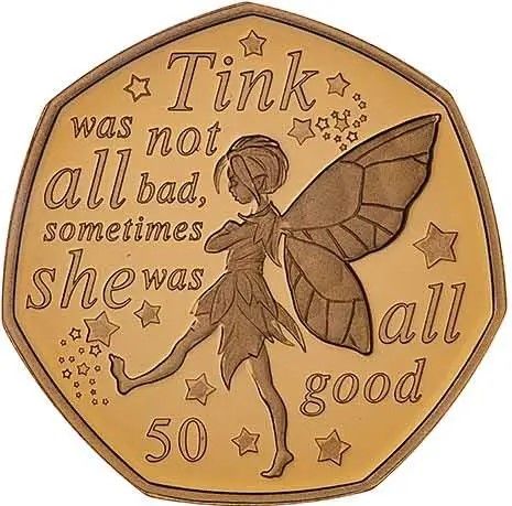 Isle of Man 50 Pence - Elizabeth II Tinker Bell; Gold Proof reverse