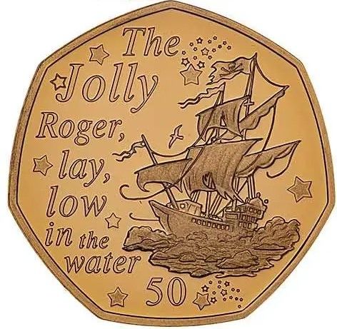 Isle of Man 50 Pence - Elizabeth II The Jolly Roger; Gold Proof reverse