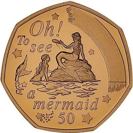 Isle of Man 50 Pence - Elizabeth II Mermaid; Gold Proof