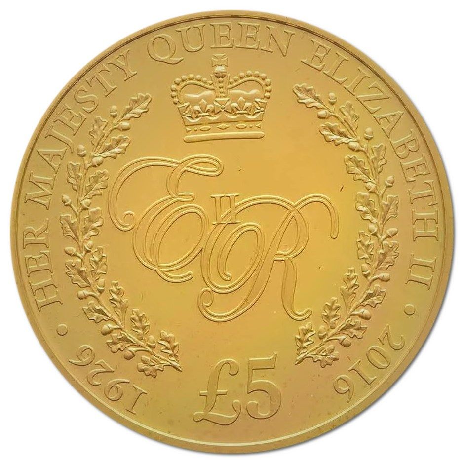 Guernsey 5 Pounds - Elizabeth II 90th Birthday of Queen Elizabeth II; Gold Proof