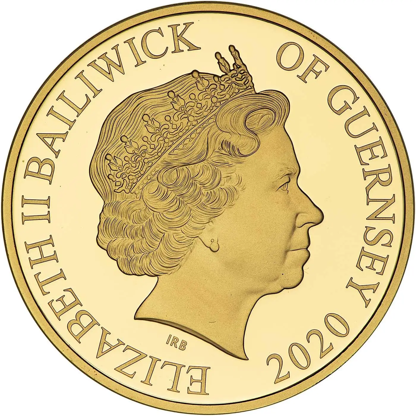 Guernsey 5 Pounds - Elizabeth II 75th Anniversary-V.E. Day; Gold Proof obverse