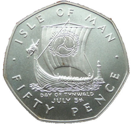 Isle of Man 50 Pence - Elizabeth II Day of Tynwald - Queen Visit; Silver