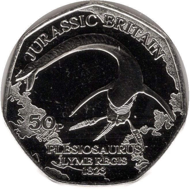 Isle of Man 50 Pence - Charles III Jurassic Britain - Plesiosaurus reverse