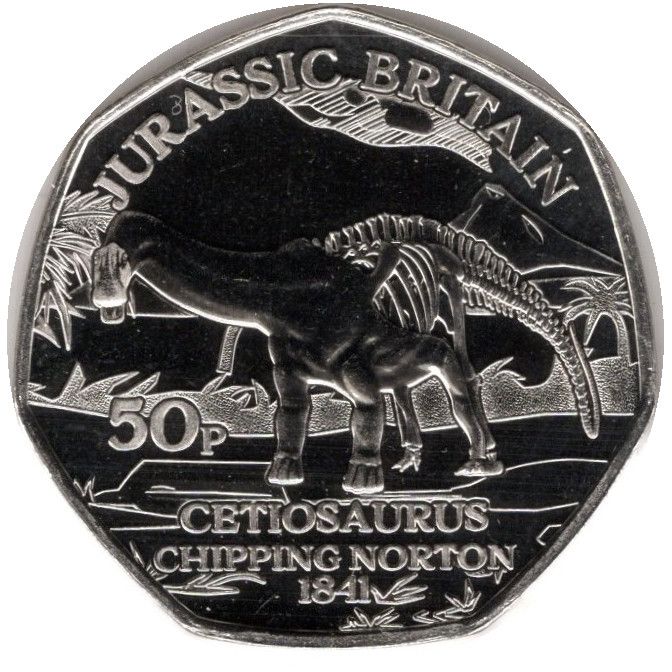 Isle of Man 50 Pence - Charles III Jurassic Britain - Cetiosaurus reverse