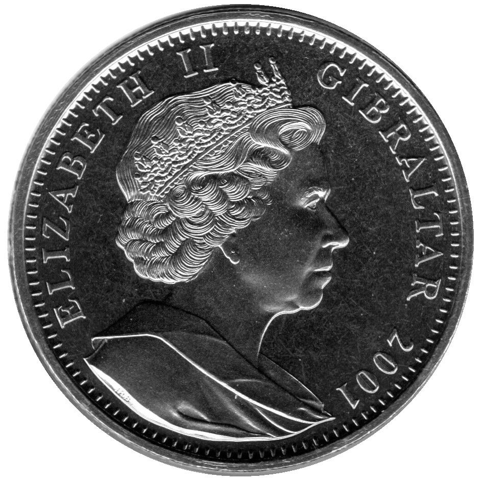 Gibraltar 1 Crown - Elizabeth II Neptune obverse