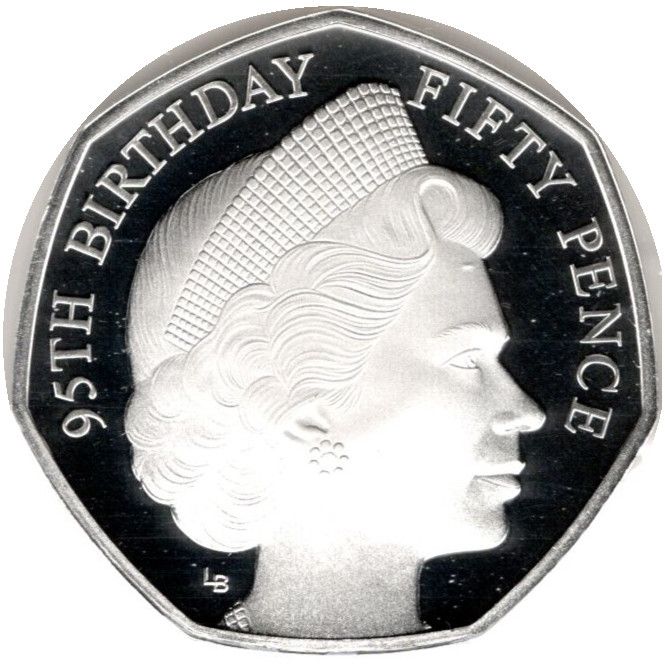 Isle of Man 50 Pence - Elizabeth II Bust from 1960; Silver proof reverse