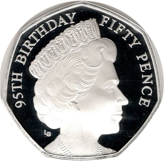 Isle of Man 50 Pence - Elizabeth II Bust from 1970; Silver proof reverse