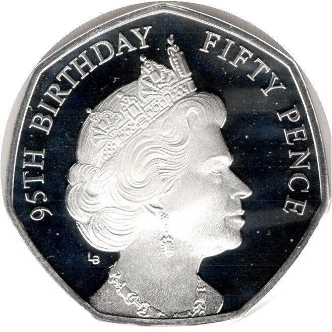 Isle of Man 50 Pence - Elizabeth II Bust from 1980; Silver proof reverse