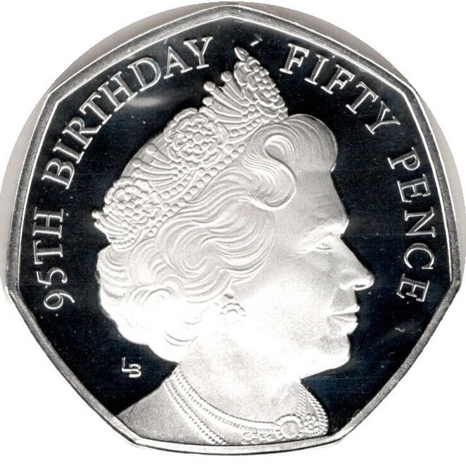 Isle of Man 50 Pence - Elizabeth II Bust from 1990; Silver proof reverse