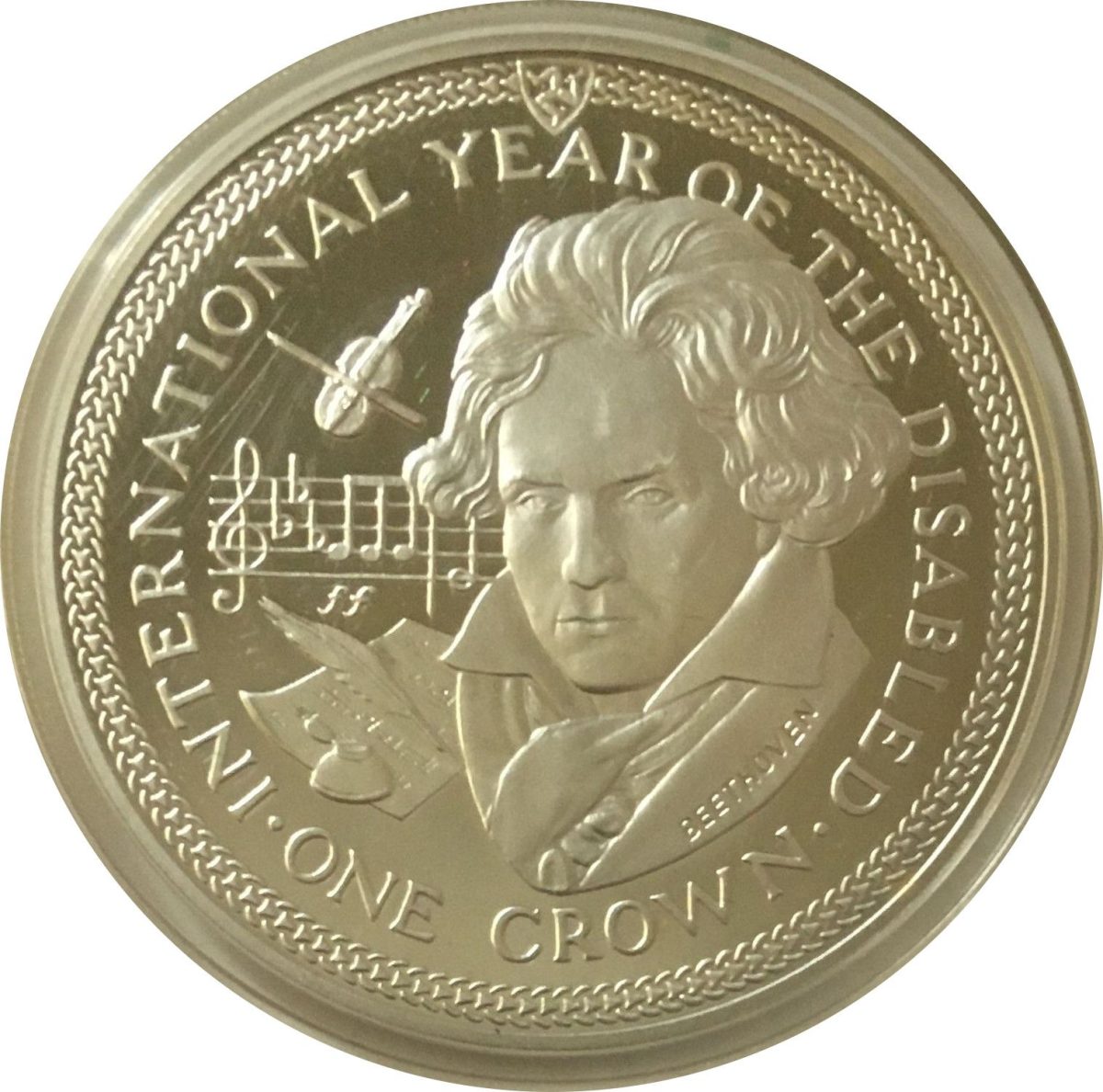 Isle of Man 1 Crown - Elizabeth II Beethoven; Silver Proof