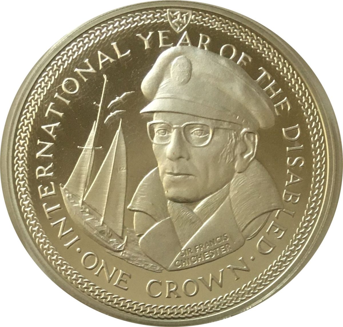 Isle of Man 1 Crown - Elizabeth II Sir Francis Chichester - Silver Proof reverse