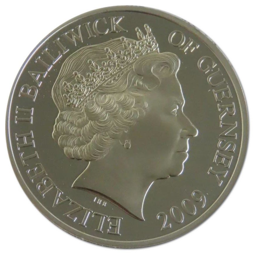 Guernsey 5 Pounds - Elizabeth II Naval Aviation - Mayfly; Silver Proof obverse