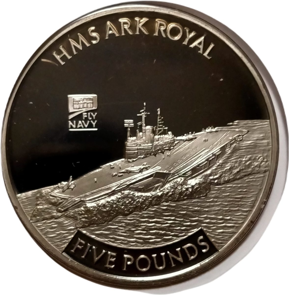 Jersey 5 Pounds - Elizabeth II Naval Aviation - HMS Ark Royal reverse