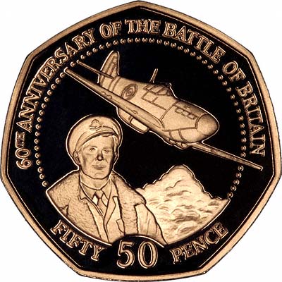 Guernsey 50 Pence - Elizabeth II 60th Anniversary - Battle of Britain; Gold Proof