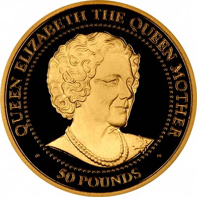 Guernsey 50 Pounds - Elizabeth II Queen Mother - Gold reverse