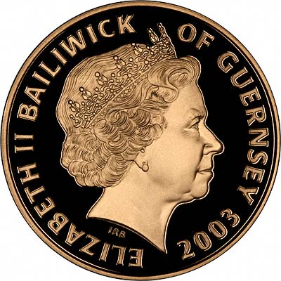 Guernsey 5 Pounds - Elizabeth II 17th Century Monarchs; Gold Proof obverse