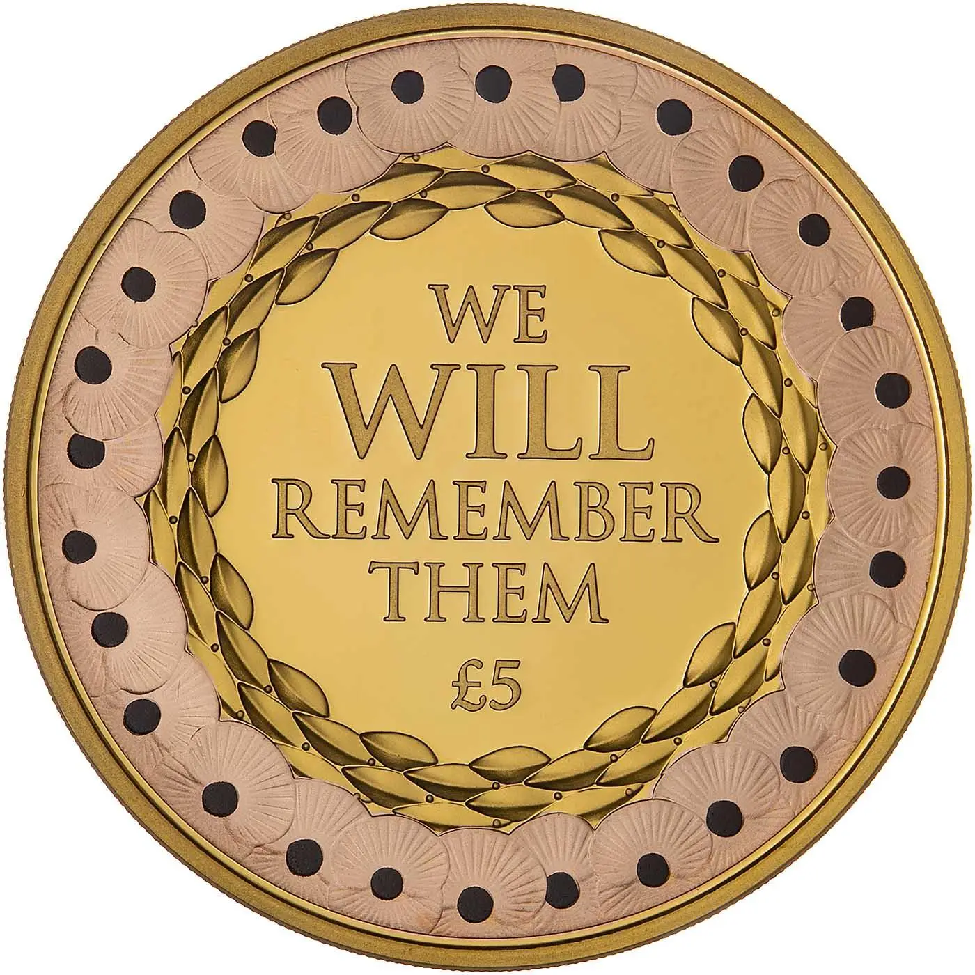 Jersey 5 Pounds - Elizabeth II Remembrance Day 2019; Gold Proof reverse