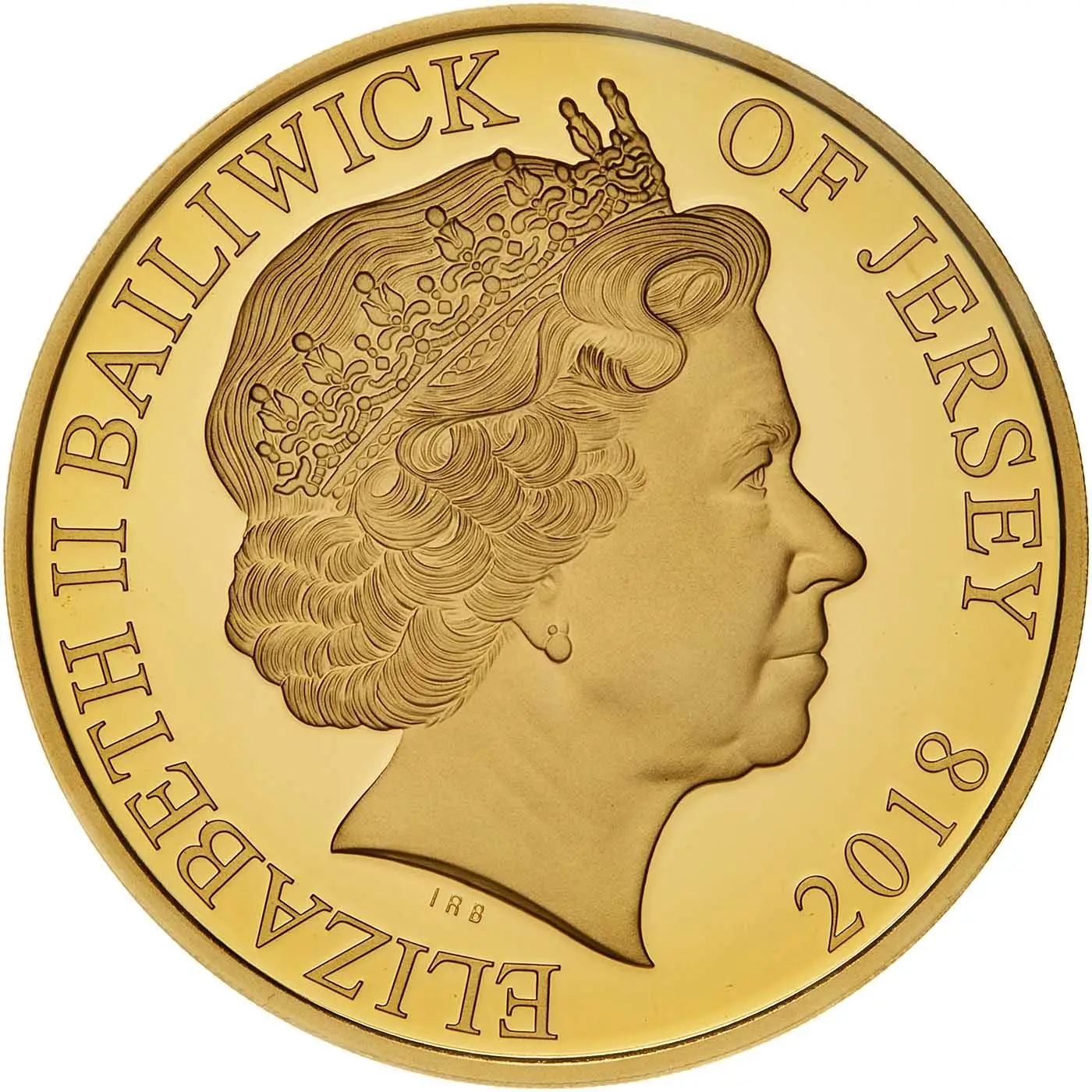 Jersey 5 Pounds - Elizabeth II 65th Anniversary of Coronation; Gold Proof obverse