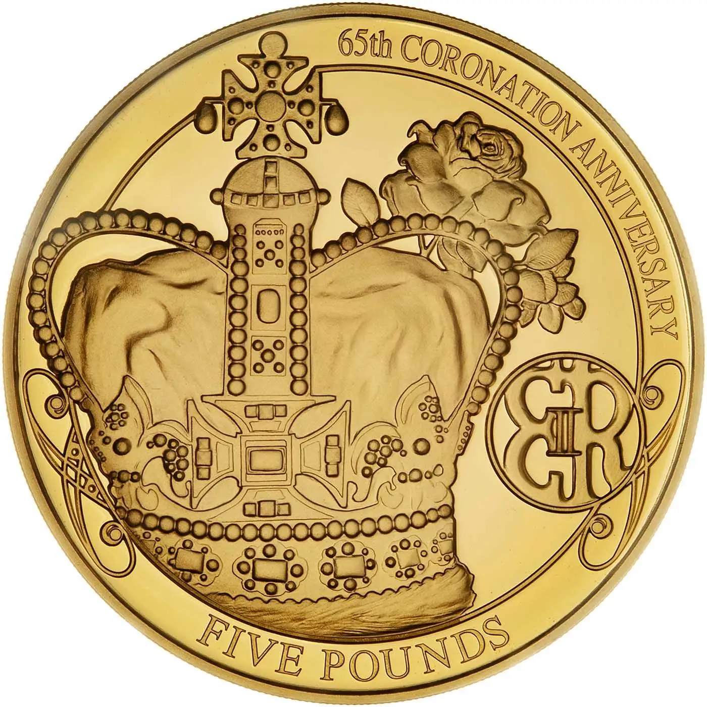 Jersey 5 Pounds - Elizabeth II 65th Anniversary of Coronation; Gold Proof