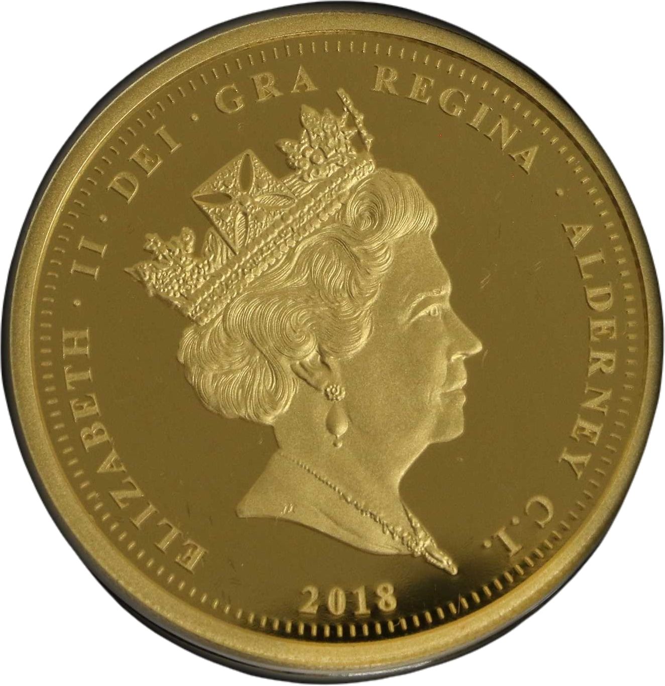 Alderney 1 Pound - Elizabeth II 65th Ann. Coronation; Gold Proof obverse