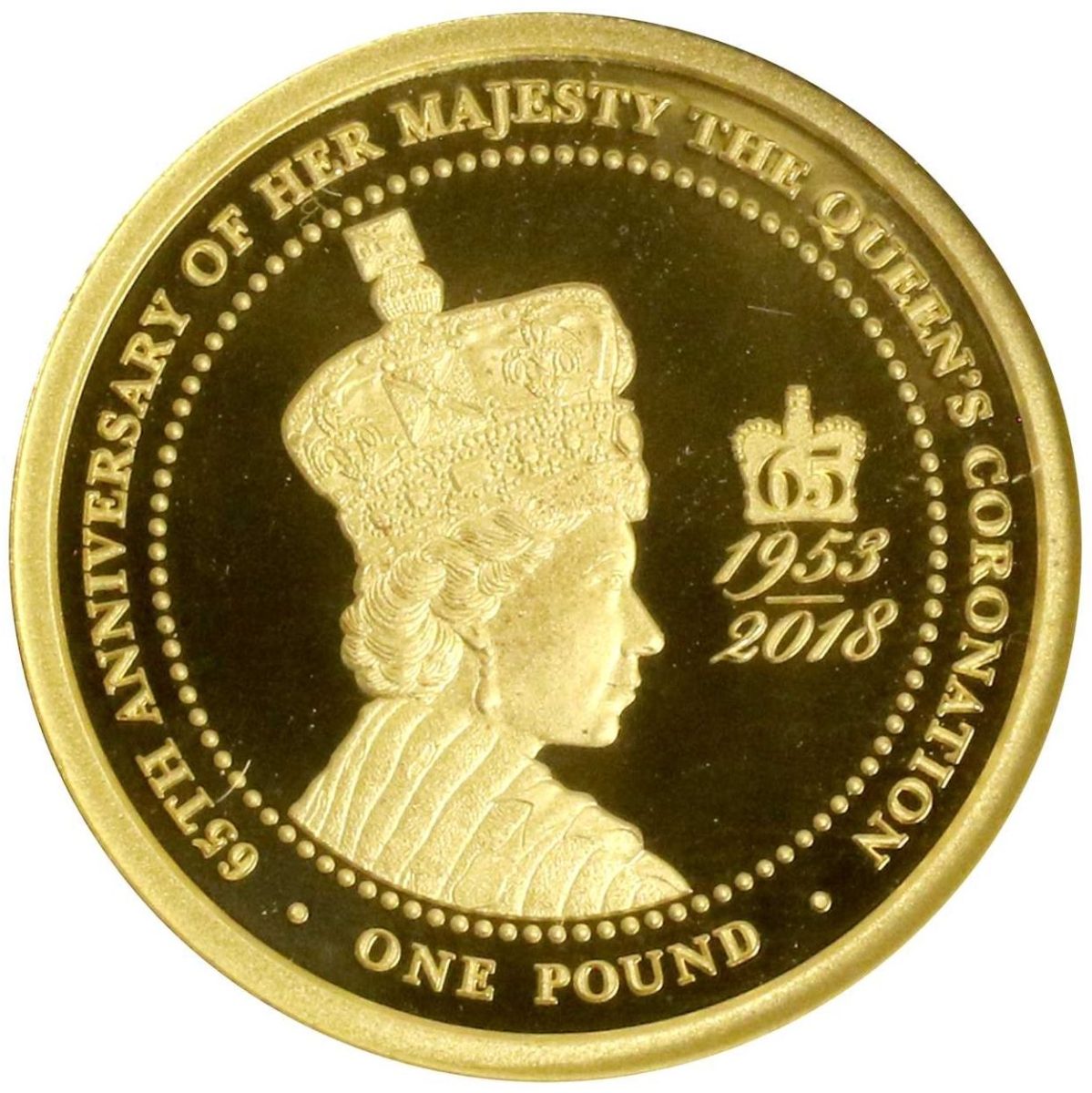 Alderney 1 Pound - Elizabeth II 65th Ann. Coronation; Gold Proof