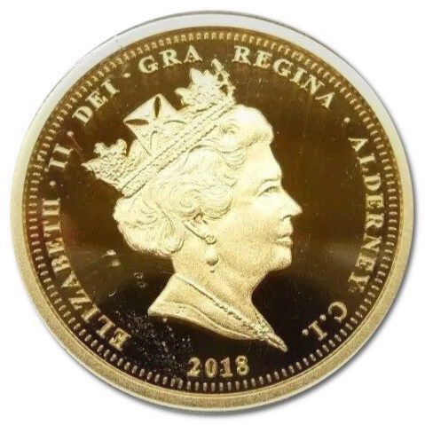 Alderney ½ Sovereign - Elizabeth II Dambusters obverse