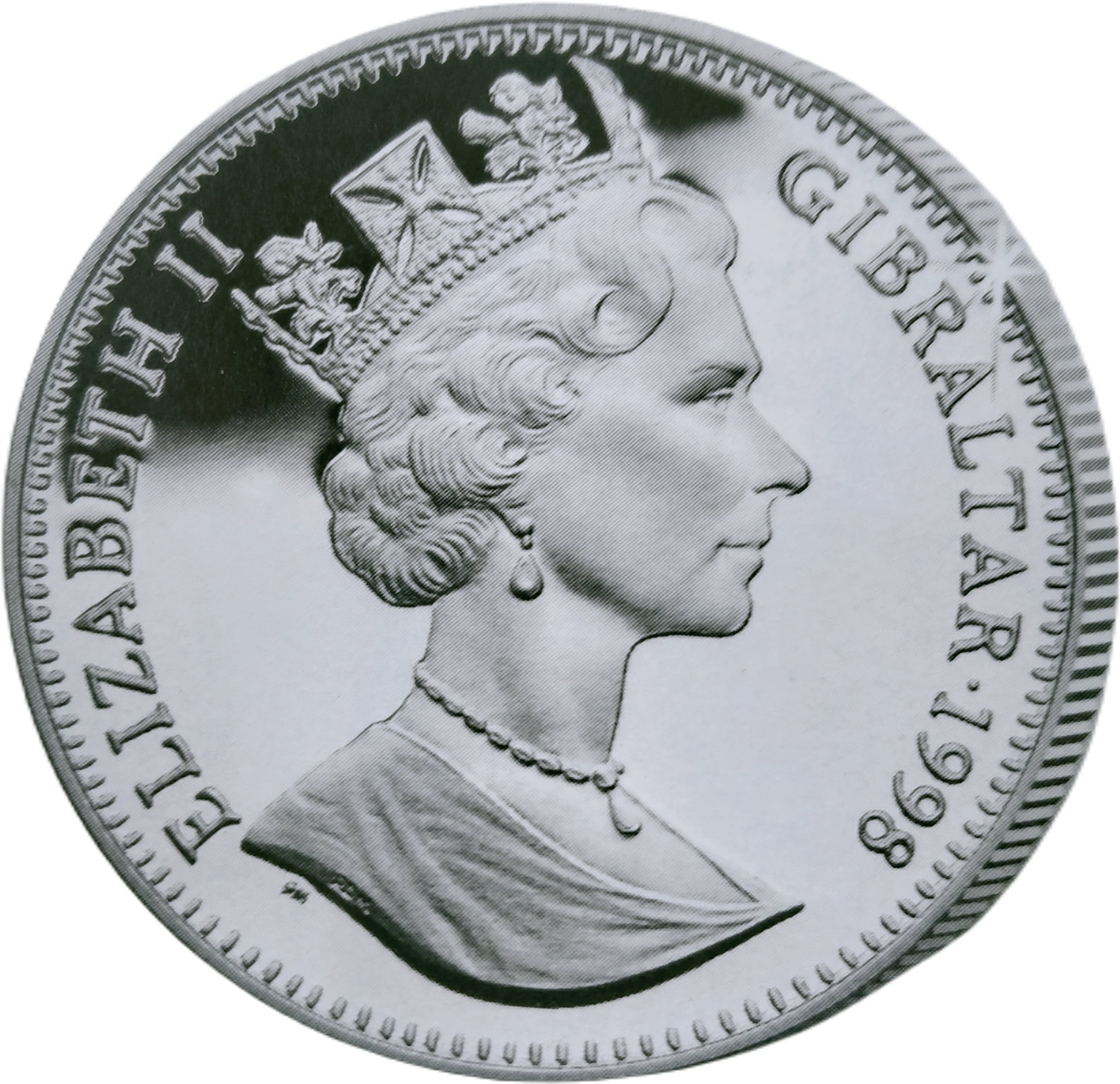 Gibraltar 1 Crown - Elizabeth II Two wind surfers; Silver Proof obverse