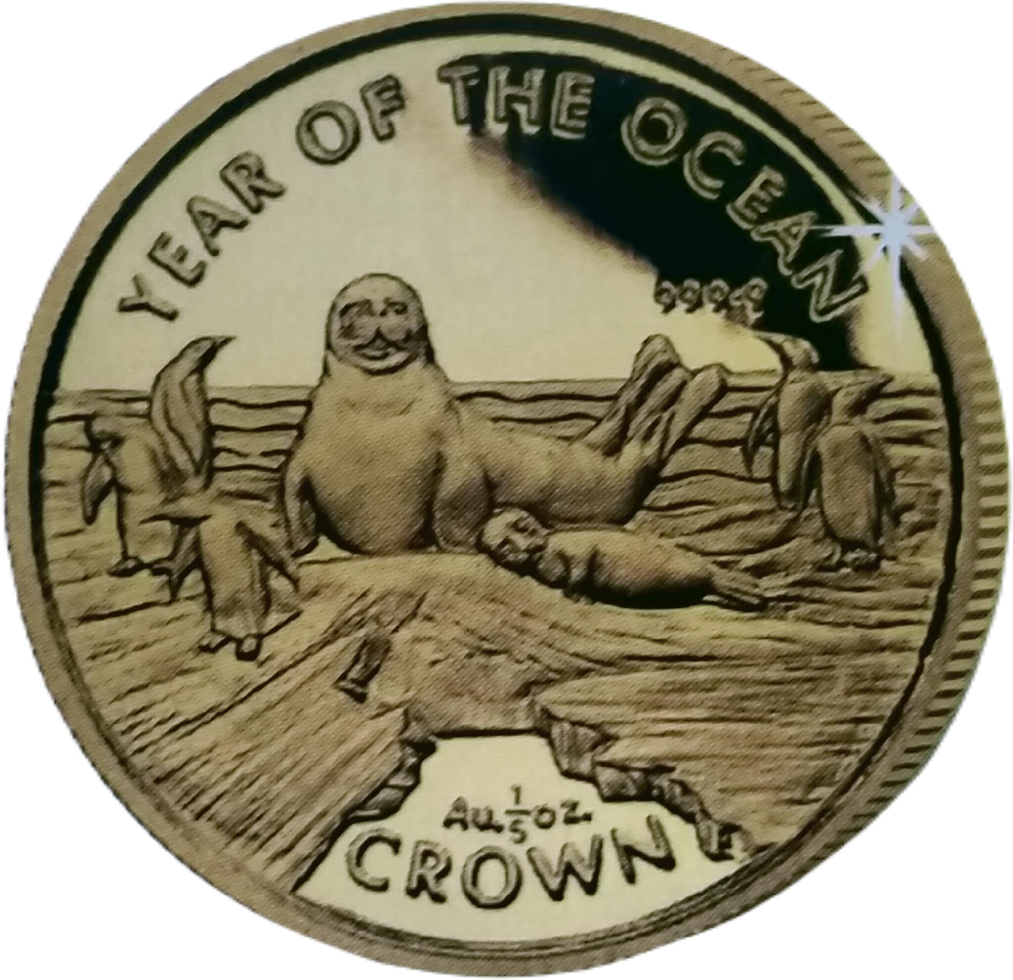Gibraltar ⅕ Crown - Elizabeth II Seals and penguins reverse