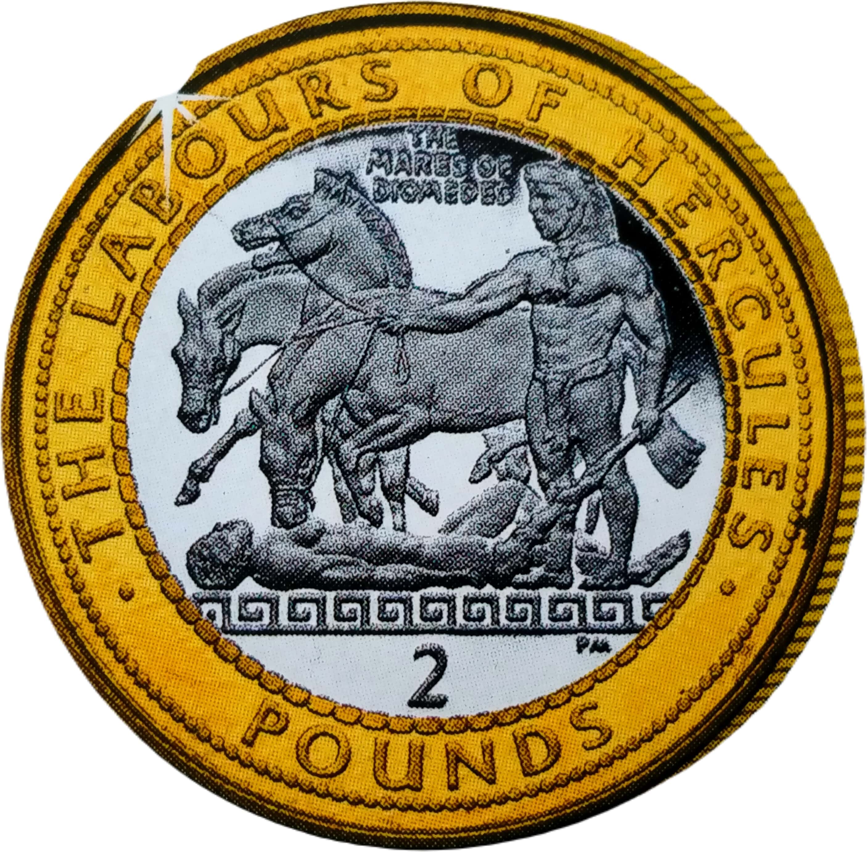 Gibraltar 2 Pounds - Elizabeth II Hercules and the Mares of Diomedes; Silver Proof