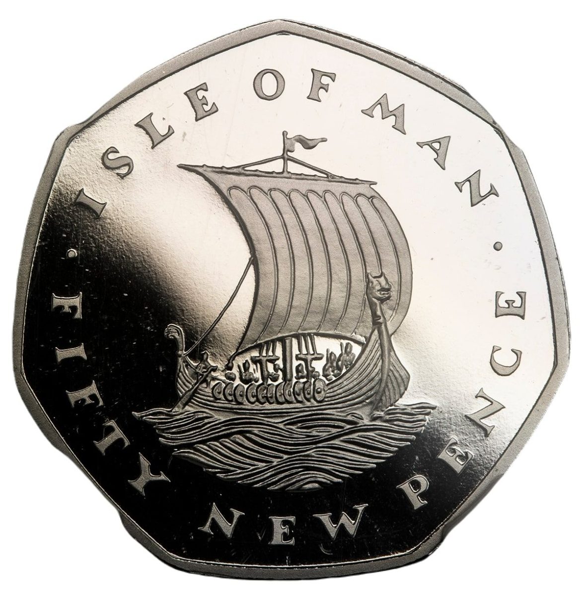 Isle of Man 50 New Pence - Elizabeth II Viking Ship; Platinum obverse