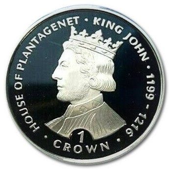 Gibraltar 1 Crown - Elizabeth II King John; Silver Proof reverse