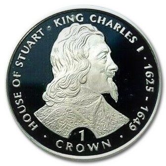 Gibraltar 1 Crown - Elizabeth II King Charles I; Silver Proof reverse