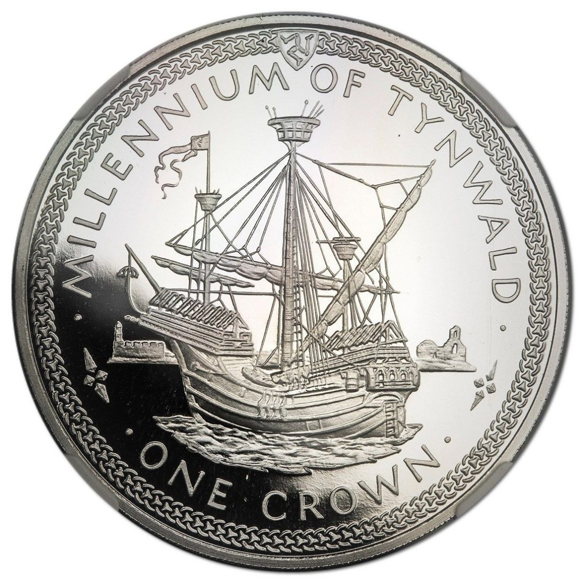 Isle of Man 1 Crown - Elizabeth II Tynwald - Flemish carrack; Platinum Proof