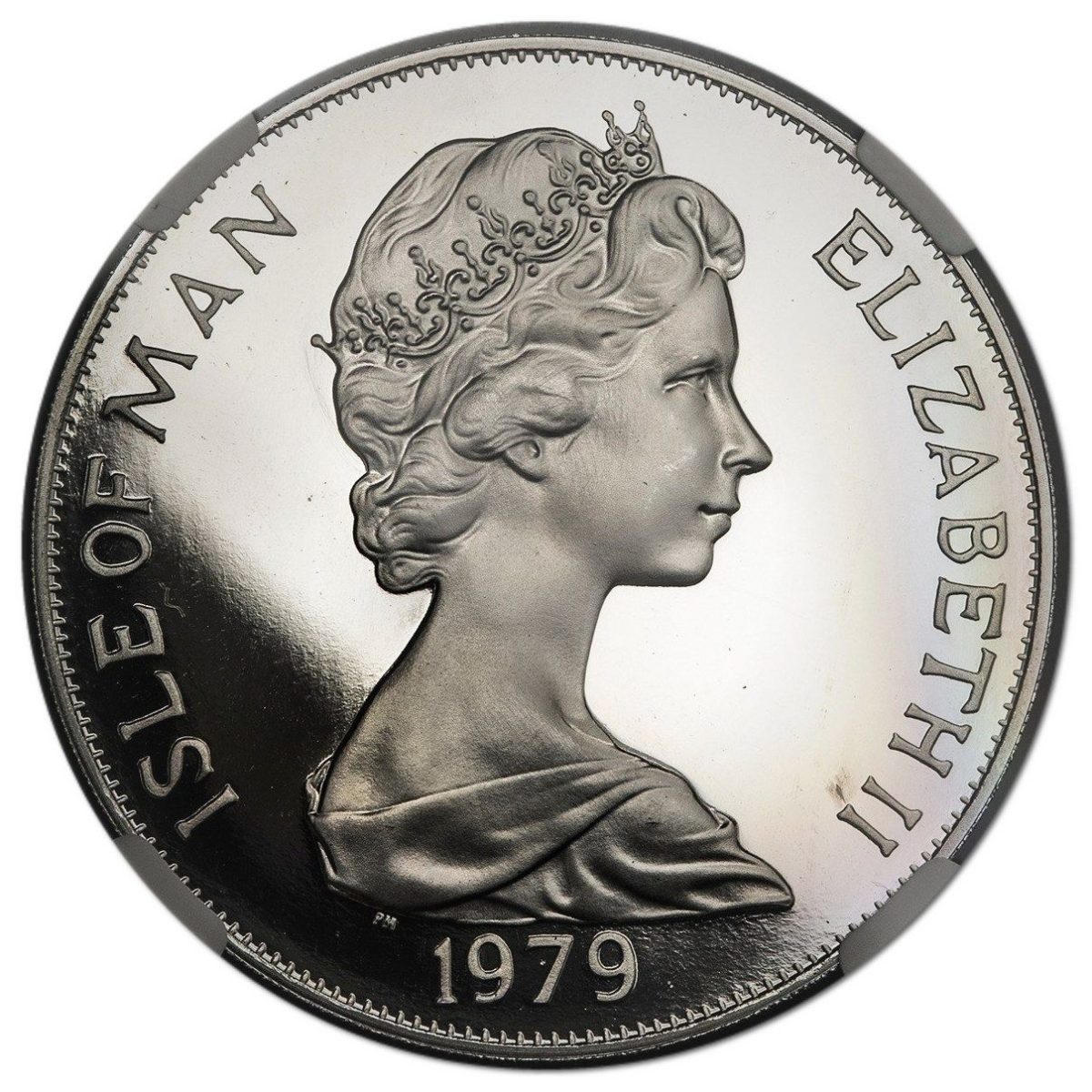Isle of Man 1 Crown - Elizabeth II Tynwald - English cog; Platinum Proof obverse