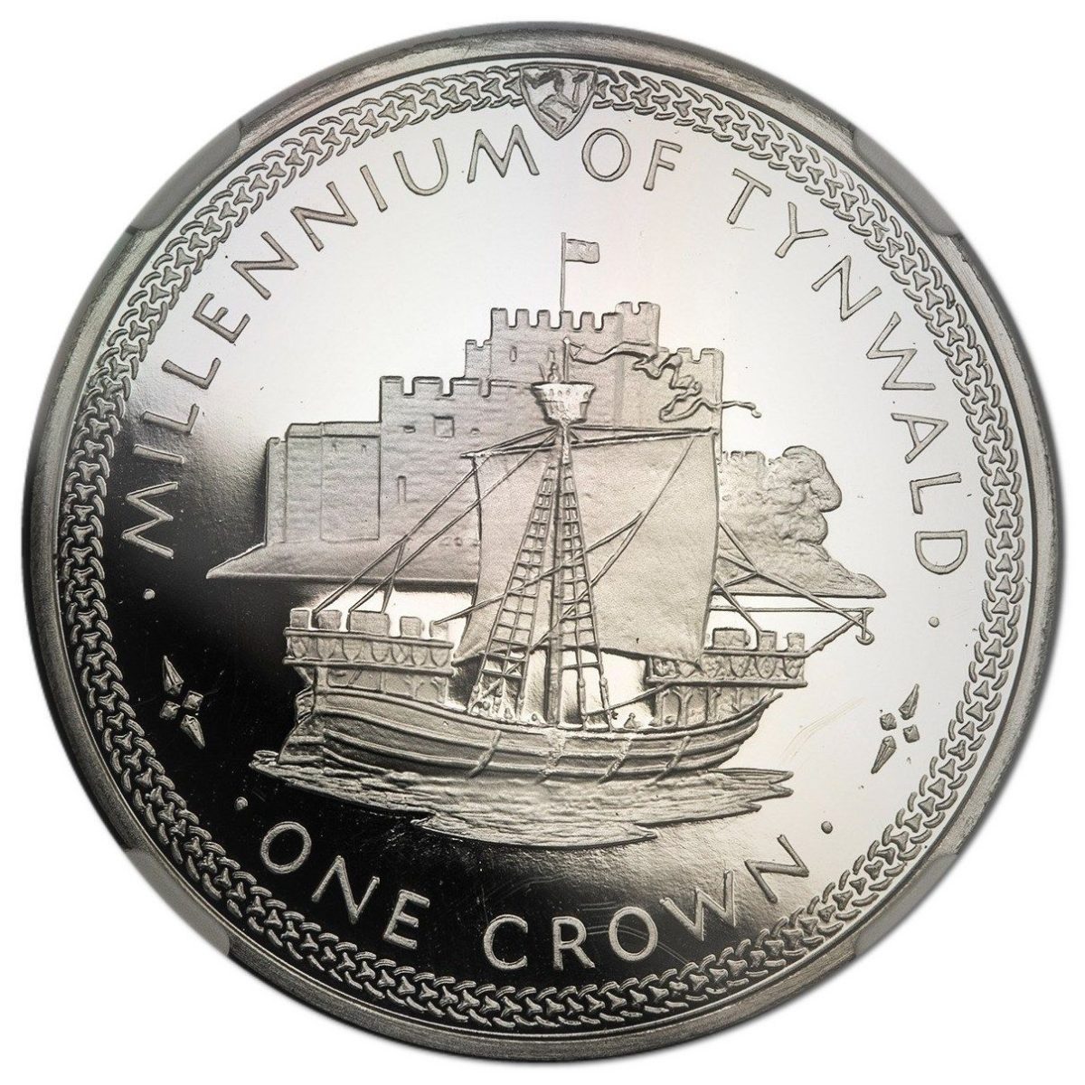 Isle of Man 1 Crown - Elizabeth II Tynwald - English cog; Platinum Proof