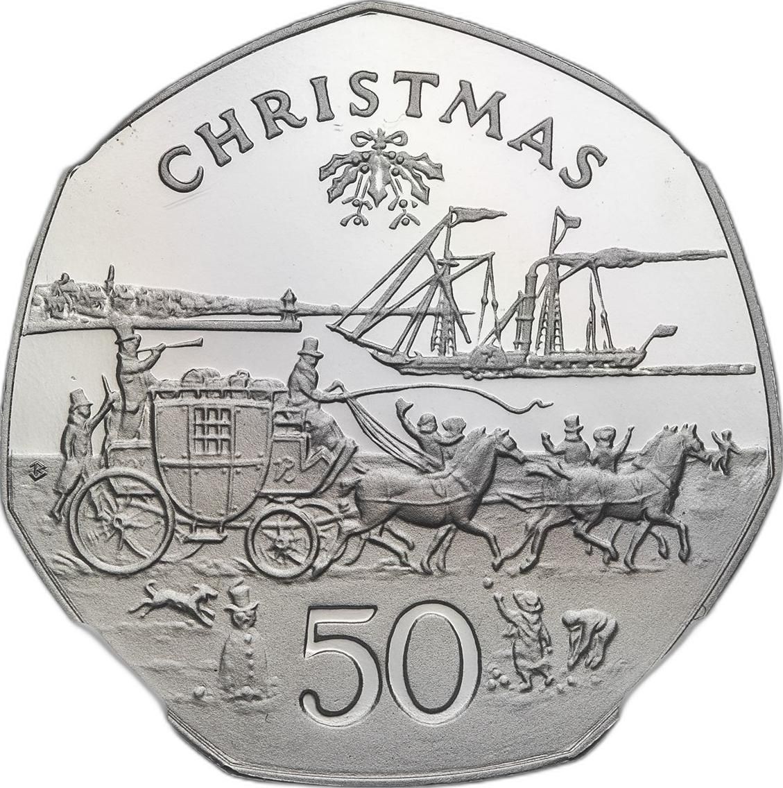 Isle of Man 50 Pence - Elizabeth II Christmas 1980; Platinum Proof