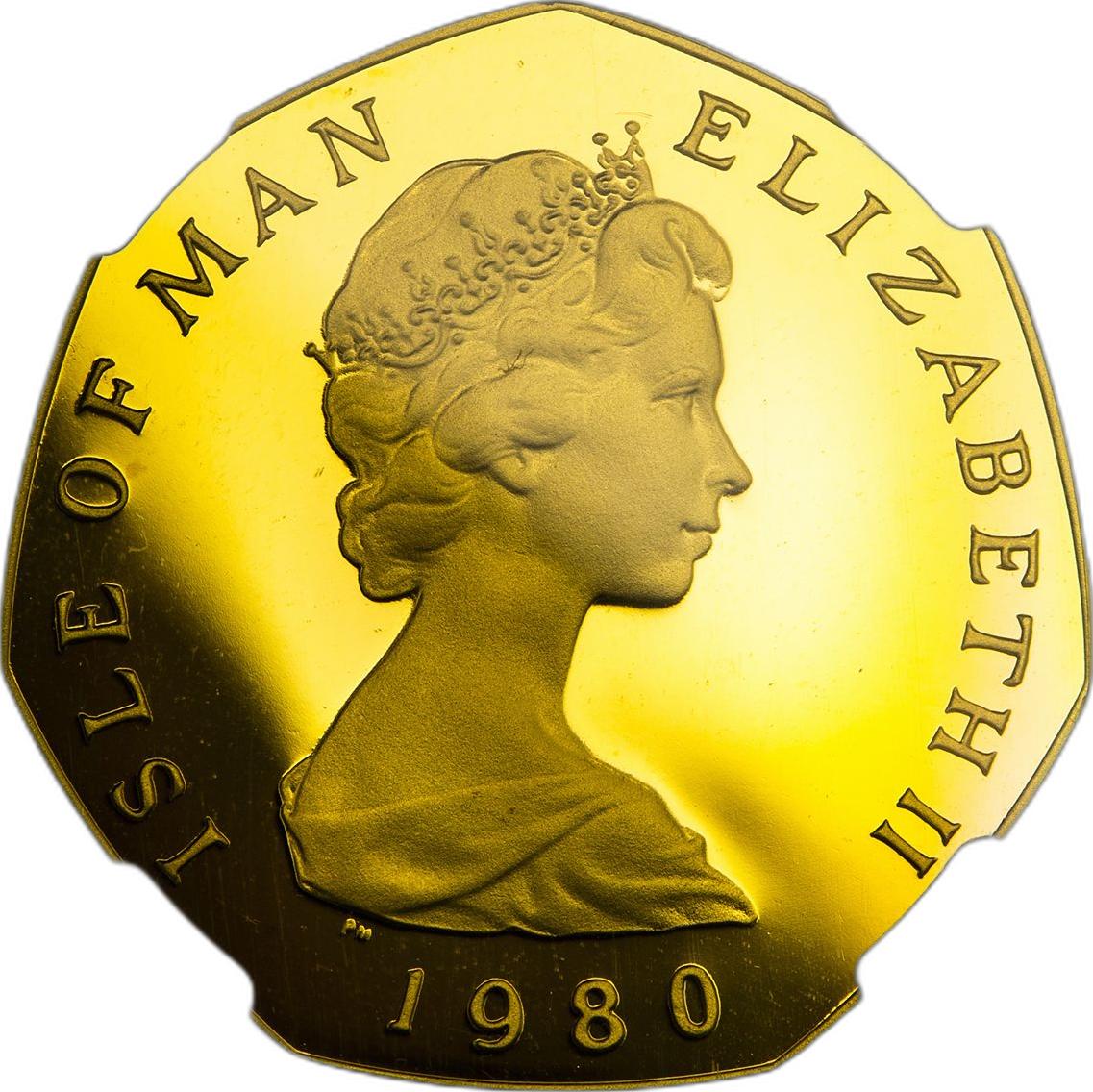 Isle of Man 50 Pence - Elizabeth II Christmas 1980; Gold Proof obverse