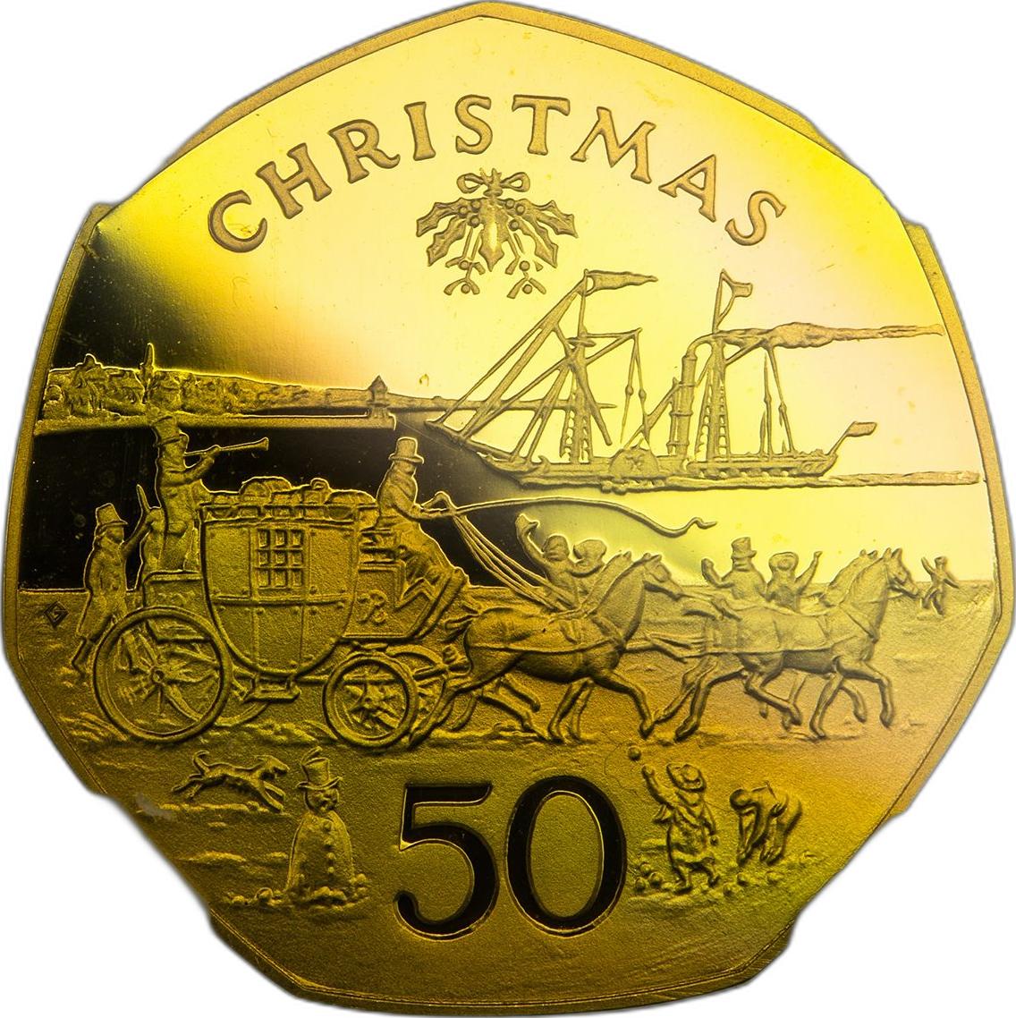 Isle of Man 50 Pence - Elizabeth II Christmas 1980; Gold Proof