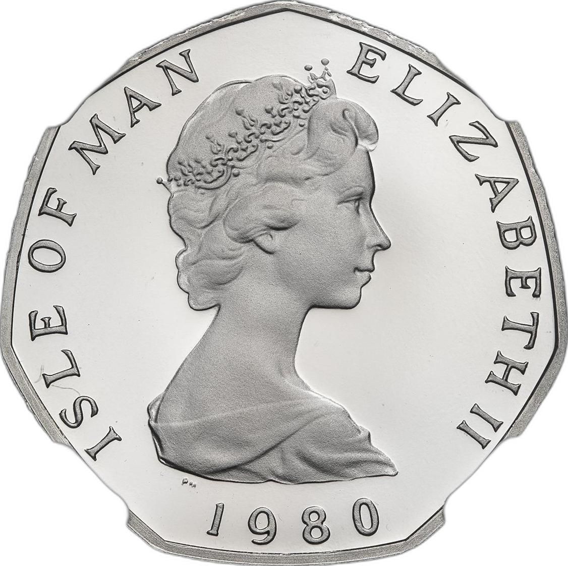 Isle of Man 50 Pence - Elizabeth II Day of Tynwald - Odin's Raven; Platinum Proof obverse
