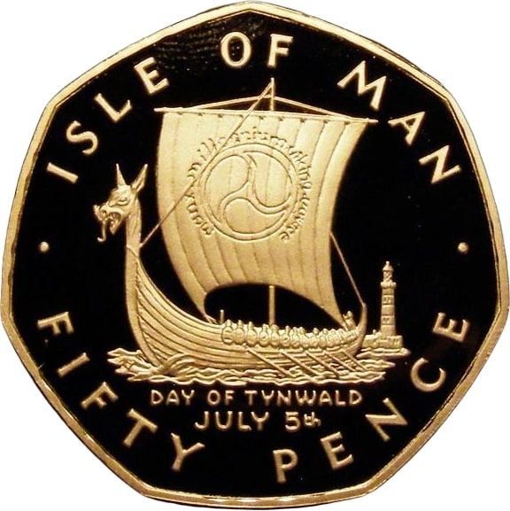 Isle of Man 50 Pence - Elizabeth II Day of Tynwald - Odin's Raven; Gold Proof